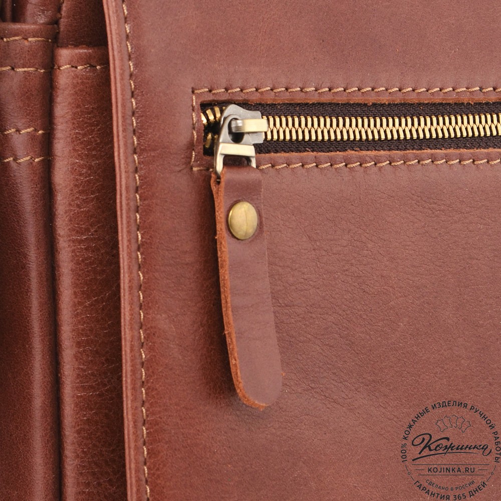  Мужская кожаная сумка "Вильнюс" (коньяк) 